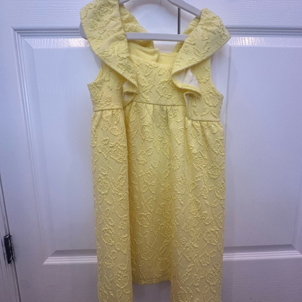 Janie and Jack Yellow Textured Ruffle Strap Dress